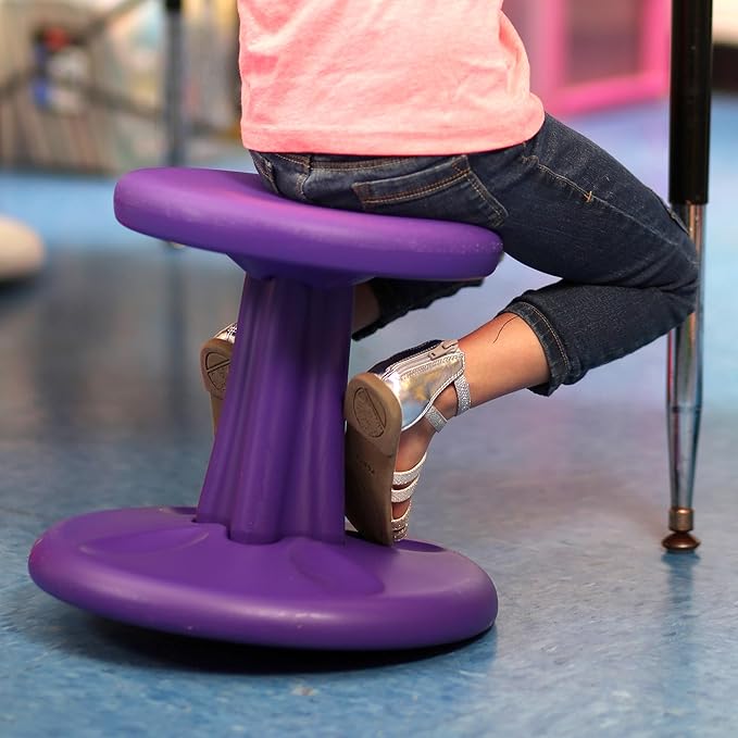 KORE Design Wobble Stool Chair, Girls + Boys Kid Desk Stools, Ergonomic Small Office Chairs, Flexible Seating for Active Child, ADD/ADHD, Classroom, School, Home, Kids (14in), Age 6-7 yrs, Green