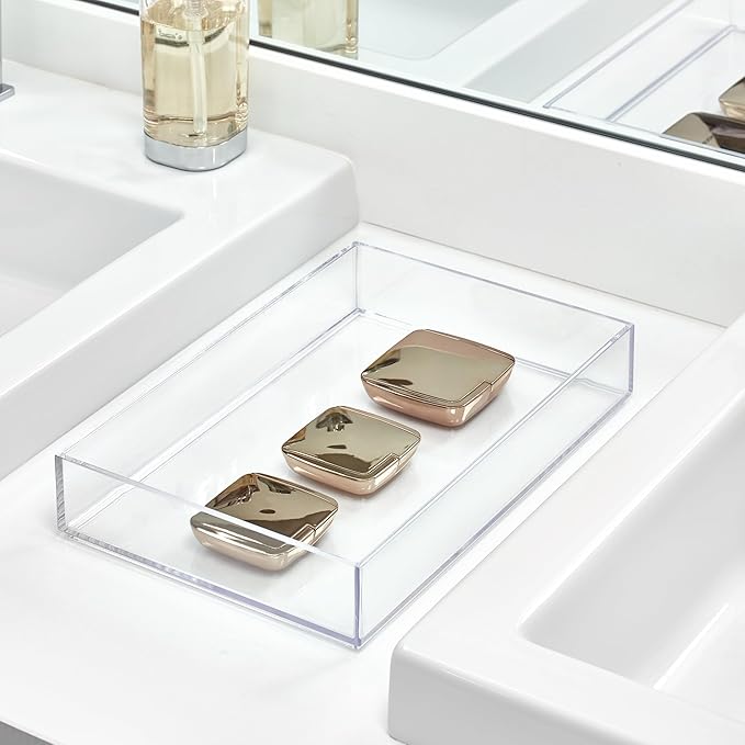 iDesign Clear Drawer Organizer | Plastic Tray, Makeup Storage, Bathroom Vanity, Dresser or Desk