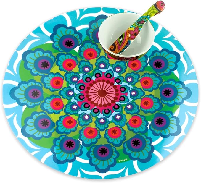 French Bull Lazy Susan Round Rotating Melamine Kitchen Pantry Cabinet Tableware Organizer-Platter, Turntable, Serving, 15-inch, Raj