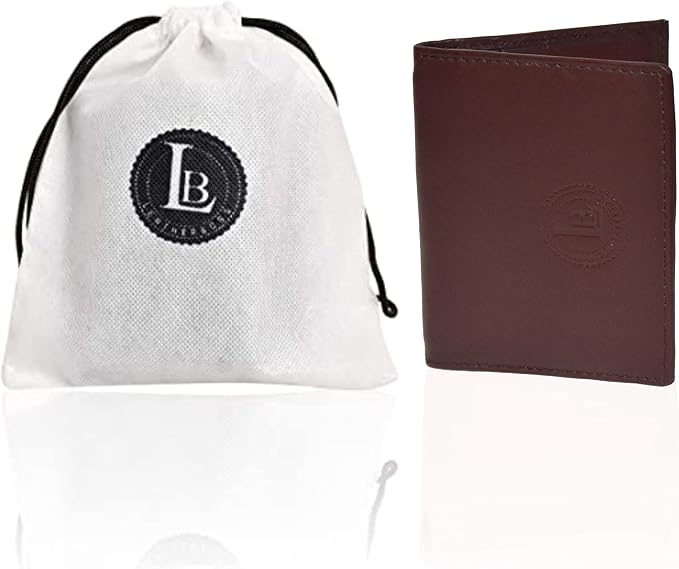 Leatherboss Slim Thin Leather Credit Card Id Mini Wallet Holder Bifold Driver's License Safe (Wine)
