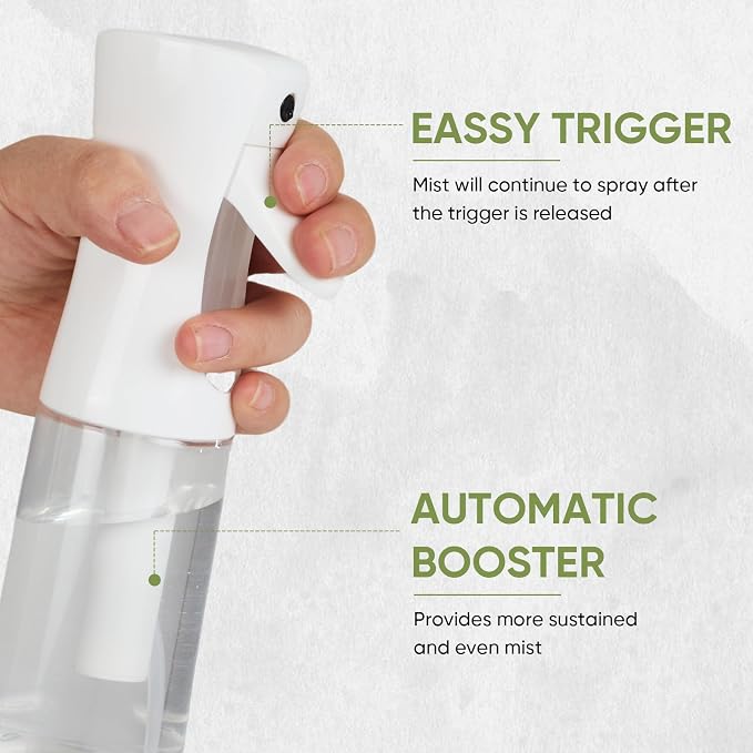 Continuous Spray Bottles, Ultra Fine Mist Sprayer, Spray Bottle For Hairstyling, Cleaning, Plants, Pets, Barbers, Salons (White)