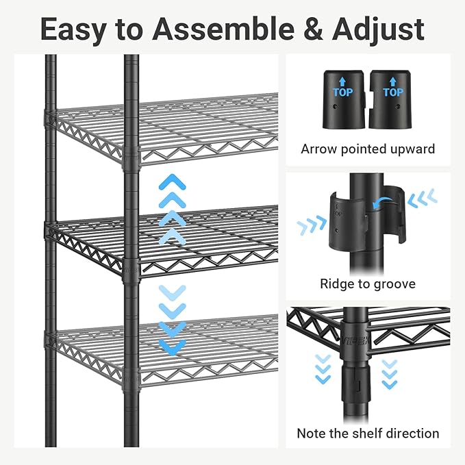 VIPEK V1 Wire Garment Rack 4 Tiers Heavy Duty Clothes Rack for Hanging Clothes Freestanding Closet Clothing Rack with 4 Adjustable Shelves, 35.4" L X 15.7" W X 70.9" H, Max Load 500LBS, White