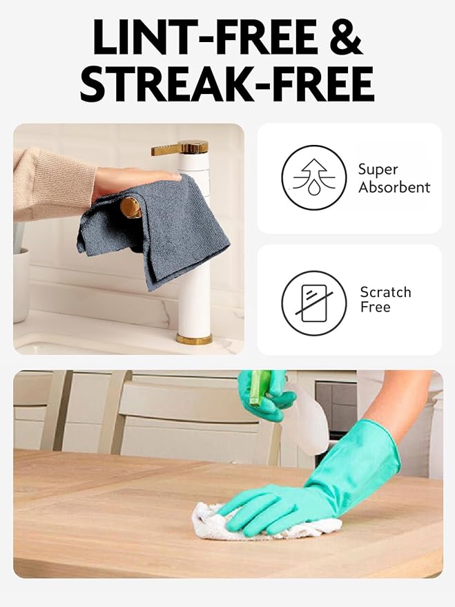 Fantasticlean Microfiber Cleaning Cloth Roll -30 Pack, Tear Away Microfiber Towels, 12" x 12", Reusable, Washable, Scratch Free, Ultra Absorbent for All-Around Cleaning Supplies (DimGray)