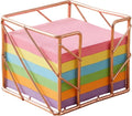 Sticky Note Holder 3.8x3.8 Inches, Rose Gold Desk Accessories | Functional Stylish Metal Notepads Memo Sticky Note Dispenser, Mesh Cube Rose Gold Desk Organizer for Home School Office