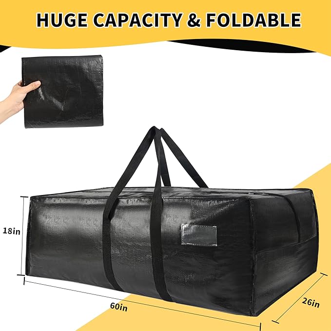 Heavy Duty Extra Large Moving Bags,121 Gallon Jumbo Packing Bags,Huge Moving Storage Bags with Strong Zippers & Carrying Handles,Reusable Big Moving Storage Totes for College Dorm Travel 1Pack