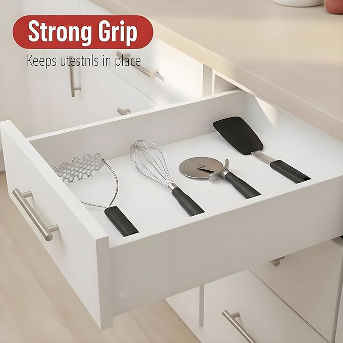 Coavas Shelf and Drawer Liner, Non Slip Extra Grip Non Adhesive Waterproof Thickened Cabinet Mat, Easy Cut for Kitchen Pantry Bathroom Dresser Cupboard (White, 24IN x 20FT)