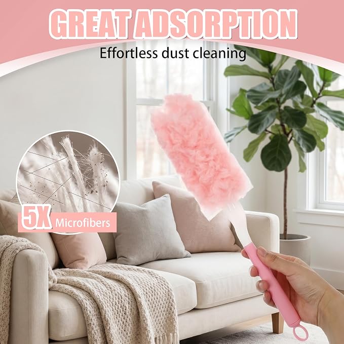 62Pcs Duster Kit 60 Refills and Extendable Handle Microfiber Dusting