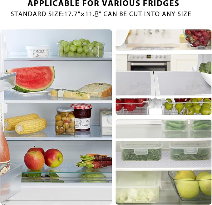 Aiosscd 15PCS Shelf Mats Refrigerator Liners Washable Refrigerator Pads Fridge Mats Drawer Placemats Home Kitchen Gadgets Accessories Organization for Top Freezer(White)