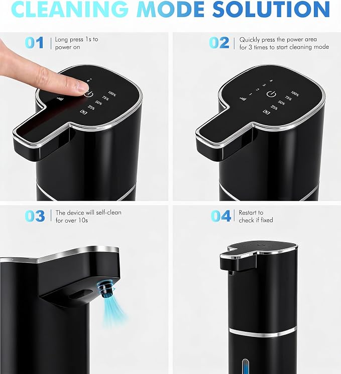 RYTOXILO Automatic Foaming Soap Dispenser Touchless, 2 Pack Black Auto Foam Soap Dispensers for Bathroom and Kitchen, 15 Fl Oz Plastic Electric Dish Foamy Dispensers Wall Mount with 1200 mAh Battery