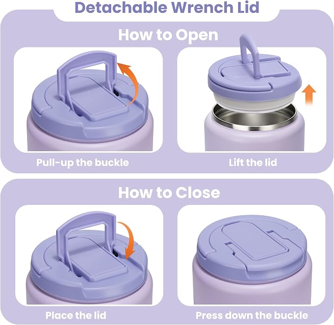 Itslife Soup Thermo for Hot Food Kids 25.5oz Lunch Containers with Buckle Lid Wide Mouth Hot Food Jar Vacuum Insulated Stainless Steel Bento Box Leakproof with Spoon (Purple3, 13.5oz)
