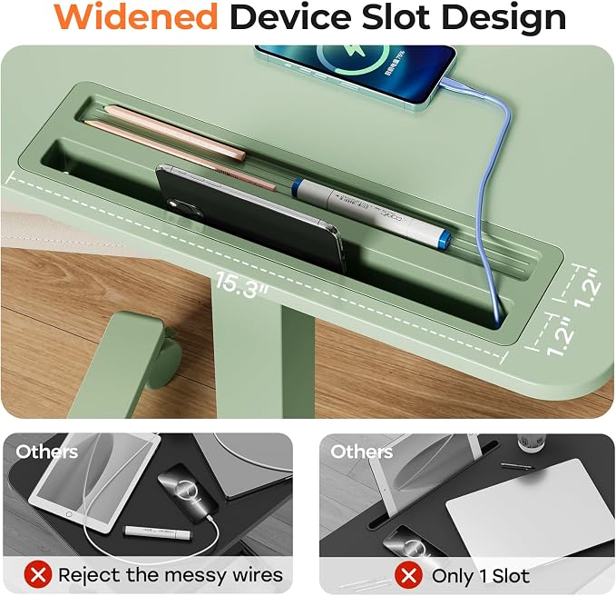 28" Mobile Standing Desk with Drawer, Portable Laptop Desk | Rolling Desk with Cup Holder and Hooks, Height Adjustable Computer Cart with Storage, Lockable & Hidden Wheels, Sage Green