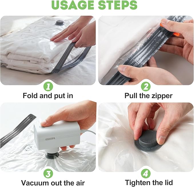 Mapambo Vacuum Storage Bags with -60000Pa USB Pump, 12 Pack Vacuum Seal Bags for Clothing Travel in 3 Sizes, Travel Vacuum Bags with Pump, Saving up to 80% of Luggage Space (12 Combo Size)