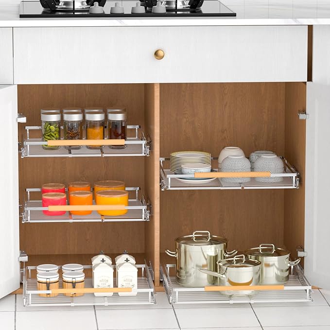 Pull Out Drawer Cabinet Organizer, Expandable Slide Out Storage Shelves - Heavy Duty, Durable and Smooth Slide-Out, 23" x 40" Wide x 22.5" Deep, 1 Pack