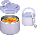 Itslife Soup Thermo for Hot Food Kids 25.5oz Lunch Containers with Buckle Lid Wide Mouth Hot Food Jar Vacuum Insulated Stainless Steel Bento Box Leakproof with Spoon (Purple3, 14oz)