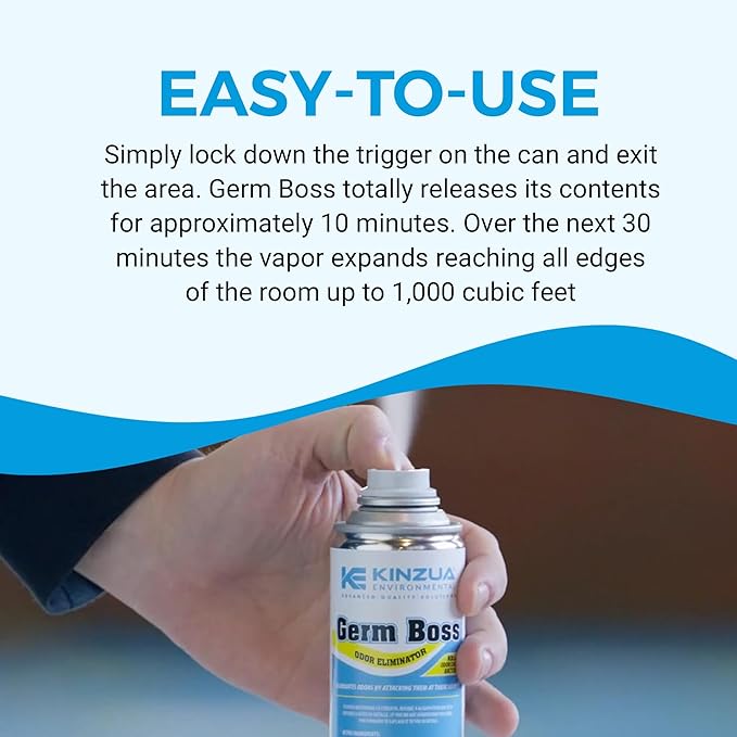 Germ Boss Strong Odor Eliminator, Fast-Acting Cleaning & Deodorizing Fogger, Mold Bomb Fogger for Smell Control with Fresh Scent, Covers Up to 1,000 cu ft, 6 oz