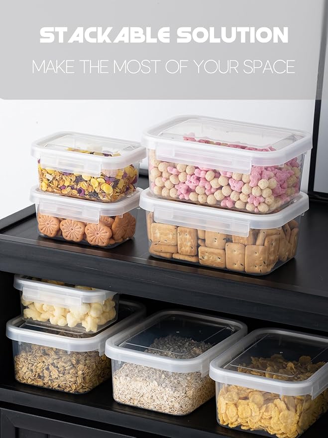 LivLab Mker 5 Sets Food Storage Containers with Lids - Reusable Meal Prep Containers Bpa-Free Freezer Lunch Boxes for Leftovers, Snack, Fruits, Salad (2 Large + 3 Small)