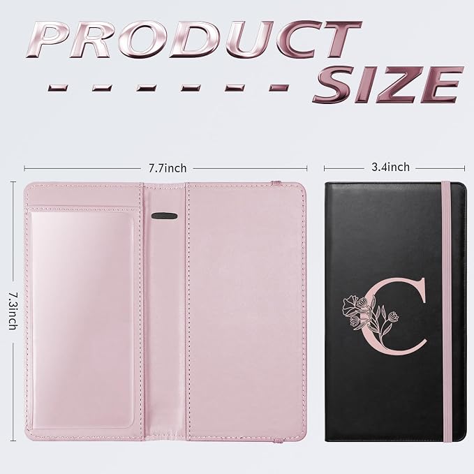 Letter Checkbook Cover, RFID Blocking Checkbook, Duplicate Checks with Pen Holder, Cards Slots, Multi-Functional Checkbook Holder for Personal and Business Checks