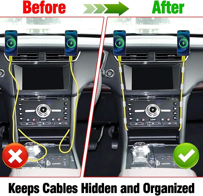 12 Pcs Car Trim Cable Clips, Car Cable Management Wire Organizer Cord-W | Neatly Organize Cables for Vehicle Interior, Easy Installation, Ideal for Phone Chargers, Dash Cams and More