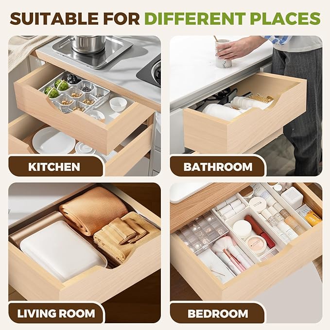 Pull Out Drawers for Cabinet 14.5" W x 22" D x 4.5" H Wood Slide Out Organizer and Storage Kitchen Cabinet Drawers Slide Out Shelves Pull Out Shelves in Kitchen Pantry Bathroom with Soft Close