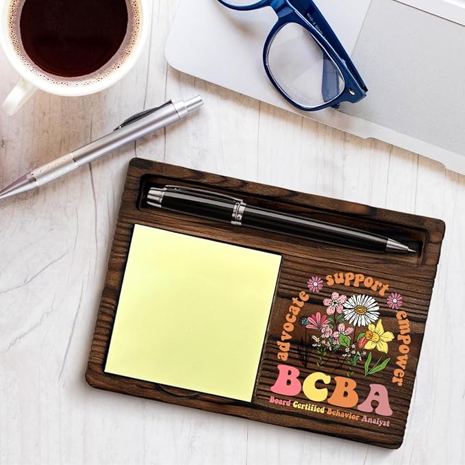 BCBA Gifts for Women, Board Certified Behavior Analyst Sticky Note Holder Gifts for BCBA Therapist ABA Special Education Teacher