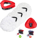4 Pack Spin Mop Replacements Head Compatible with Ocedar EasyWring 1-Tank System,Microfiber Spin Mop Refills Head,1 Mop Scrub Brush + 1 Mop Base + 4 Pack Cleaning Floor Mop Head（White)