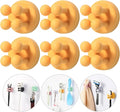 iBetterLife Silicone Toothbrush Shower Holder - 6Pcs Self Adhesive Wall Mounted Single Hook for Hanging Tooth Brushing, Functional Utility Plug Holder for Bathroom Kitchen Living Room Office, Yellow