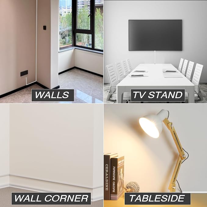 39" Silicone Cord Hider for Wall Mount TV, White Self-Adhesive Cable Hider | for 1 Cord(1/4" Diameter),Cable Management Under Desk,Cord Organizer,Cable Raceway Home & Office Trim,Cord Concealer Channel
