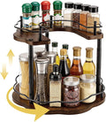 PH PandaHall 2-Tier Susan Organizer Spice Rack Adjustable Rotating Lazy Susan Organizer Flower Shape Wooden Turntable Organization for Kitchen Cabinet Pantry Seasoning Storage, 11.8x11.8x8.7 inch
