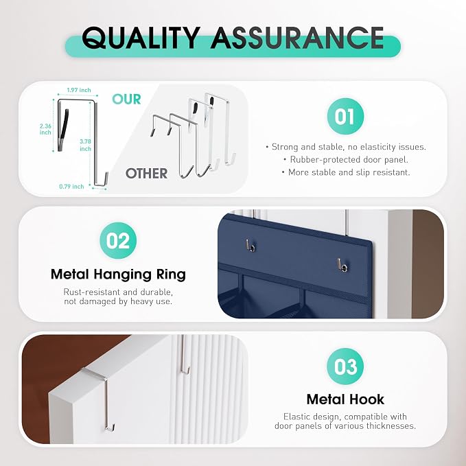 WVM Over the Door Shoe Organizer with 35 Breathable Mesh Pockets, Hanging Shoe Organizer for Door with 4 Metal Hooks, Large Capacity Closet Storage for Shoes, Accessories