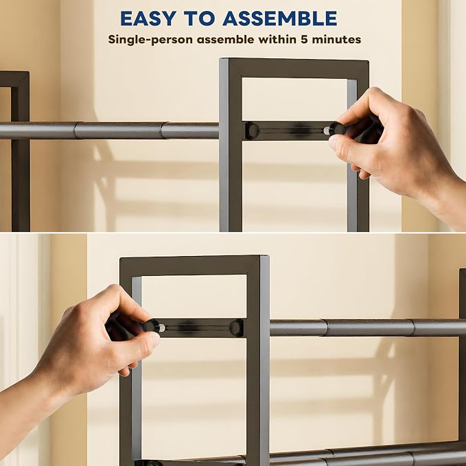 Mavivegue Expandable Shoe Rack, 4-Tier 19"-43.3" Adjustable Shoe Rack for Closet,Hall Entryway,Front Door,Garage, Sturdy Steel Space-Saving Rack, Black