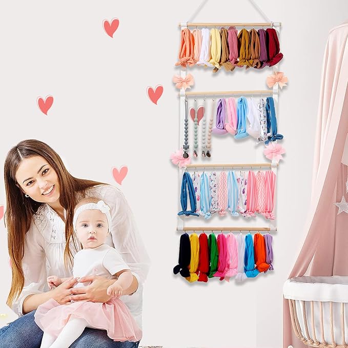 YOcity Headband Holder Hair Bows Organizer for Girls Baby Head Bands Headbands Hair Accessories Storage Wall Hanging for Nursery Toddler Girls Room