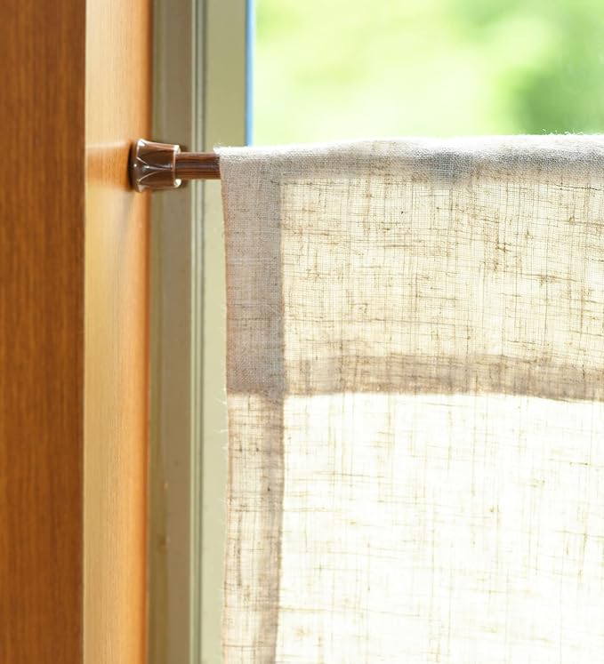 KXLife Tension Curtain Rod No Drill 16-28", Adjustable Spring Rod, 6Pcs | Oak, Expandable Tension Mounted, Renter Friendly, Non-Slip Ends, for Window, RV, Closet