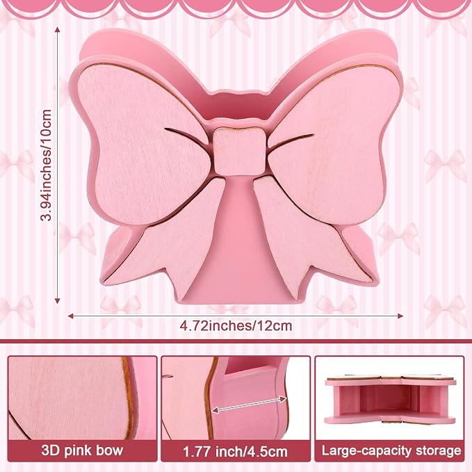 Tenceur Pink Pen Holder for Desk Large Capacity Pink Bow Pencil Holder Coquette School Supplies Set Desk Organizer Cute Bow Office Decor Makeup Brush Holders Funny Back to School Gift for Women
