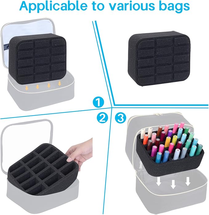 Nail Polish Organizer Holder Foam Pad DIY with 15 Slots for Storage Nail Polish or Essential Oil Tray for Drawers Black