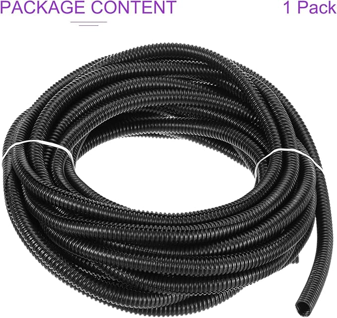 DMiotech 50ft Wire Loom Split Tubing 3/8 Inch(9.5 Mm) ID, Cord Protectors from Pet Flexible Conduit Cable Management for Office, Home, Garden, Black