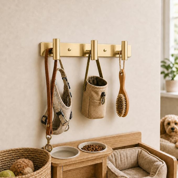 Wall Mounted Coat Rack-3 Hooks, Heavy Duty Stainless Steel Wall Hooks for Towel Coat Bag, Hat Rack Coat Hanger Coat Hooks Towel Racks for Bathroom Entryway Kitchen Hotel Office (Gold,1 Pack)