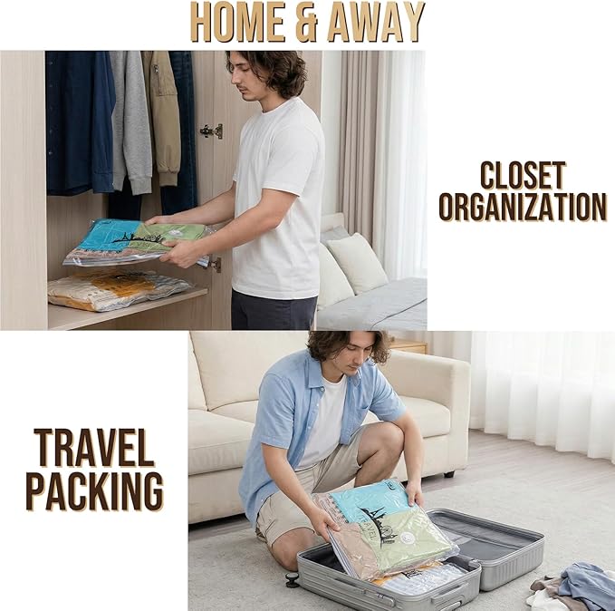TAILI Vacuum Storage Bags with Rechargeable Cordless Pump, 12 Pack (5M+5L+2XL), Compression Packing Cube for Luggage and Suitcase, Vacuum Seal Bags for Clothing, Cruise Ship and Travel Essentials
