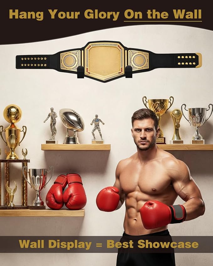 Wrestling Championship Belt Wall Mount Display Holder,Boxing Champion Belt Hanger Set,Storage Rack,Wrestlers Hanging Perfect Title Belts for Wall Decor