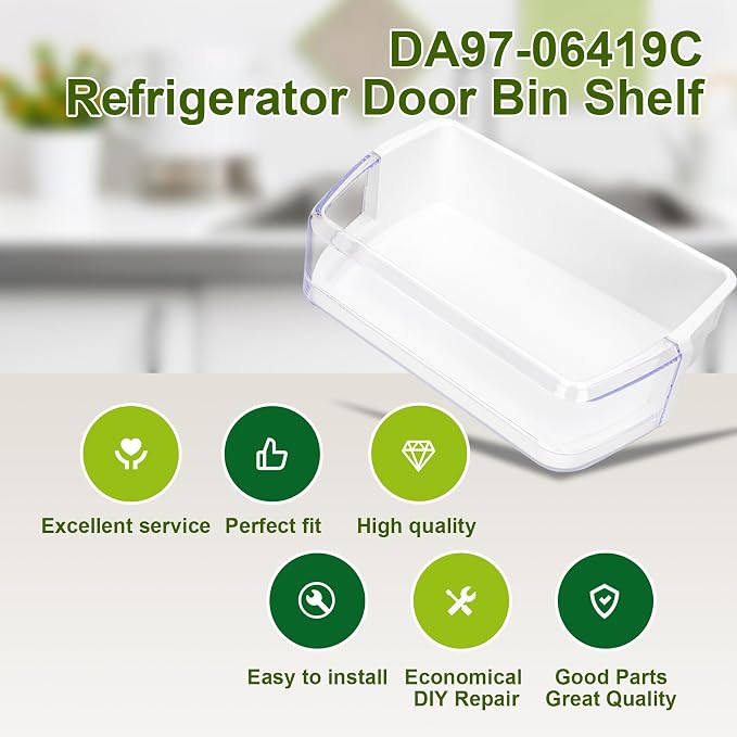 DA97-06419C Refrigerator Door Shelf Replacement (2 Pack) Compatible with Samsung Fridge Door Bin RFG293HABP,RFG296HDWP, RFG297AABP -Replace DA63-04316, AP4567198, 1998156, PS4174247, DA63-04314