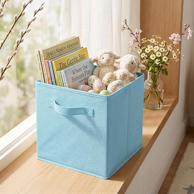 ShellKingdom Storage Bins, Foldable Fabric Storage Cube And Cloth Organizer | Storage Drawer For Closet And Toys, 13 X 13 X 13 INCH, 2 Pack (Light Blue)