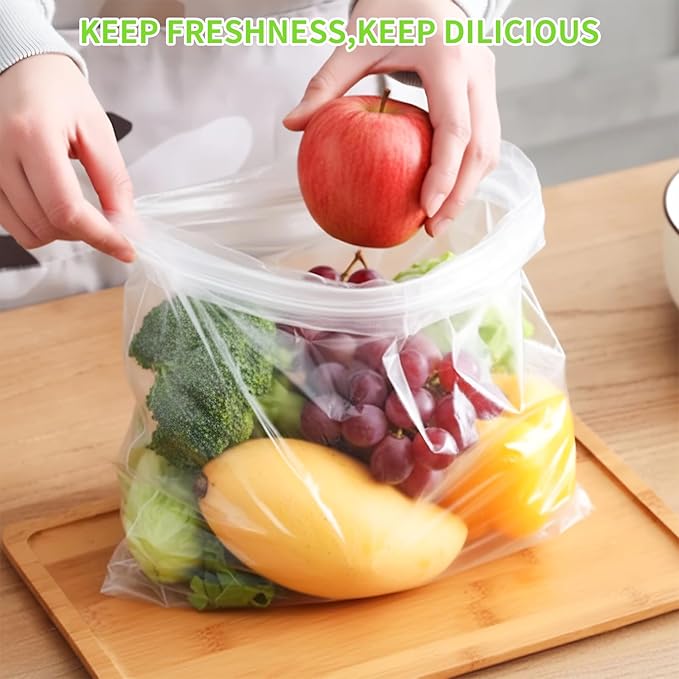 Food Storage Bags，10" X 14" Clear Plastic Produce Bags Roll for Food, Bread, Vegetables, Fruits, Refrigerator Storage, Kitchen, 400 Bags/Roll(1 Roll)