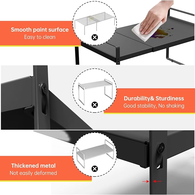 Expandable Cabinet Shelf Organizer Rack，Kitchen Cabinet Shelves 11 Inch Deep，Adjustable Storage Shelves，Pantry Shelf(1 Pack)