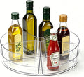 Lazy Susan Organizer, 10.5" Rotating Clear Turntable Organizer with 5 Removable Dividers, for Kitchen, Bathroom, Cabinet, Pantry, Fridge, Vanity - Spinning Storage Container for Spices, Condiments