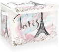 CaTaKu Large Fabric Storage Bins With Lids,Vintage Eiffel Tower Paris Storage Boxes With Handles for Organizing Clothes, Collapsible Decorative Storage Cube Bins Baskets for Shelves