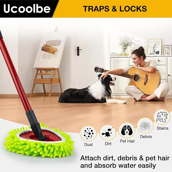 Chenille Duster Spin Mop Replace Heads for O-Cedar EasyWring 1-Tank, 3-Pack | Chenille Mop pad, Not for Ocedar 2-Tank. Chenille picks up dust, pet hair & debris. Wet/dry use for floors, walls & ceilings.