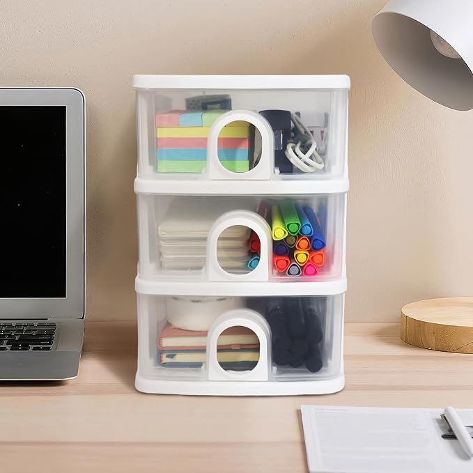 Desktop Storage Drawers Desk Organizer with Drawers, 2 Drawers Organizing Drawers Clear Small Plastic Storage Drawers for Crafts, Accessories, Stationeries, Office Supplies, Pens (1Pack)