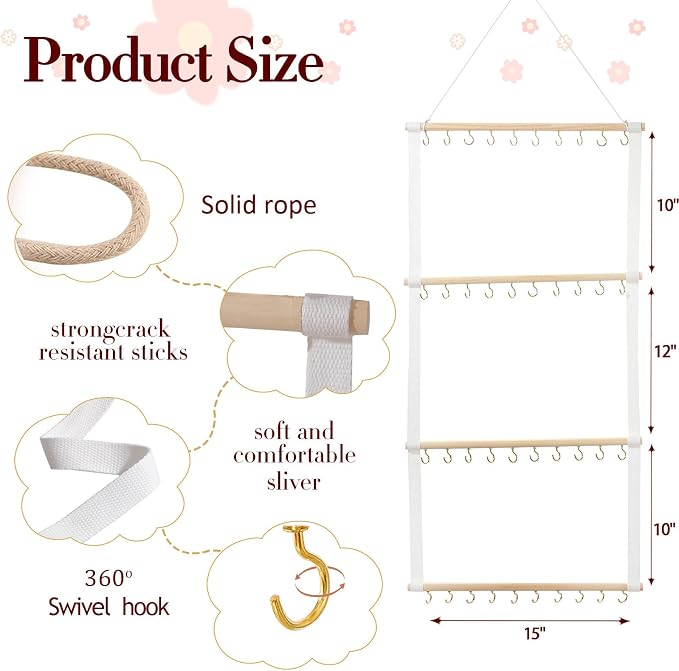YOcity Baby Headband Organizer for Girls Bow Holder Hair Bow Organizer for Girl Hair Bows Baby Headband Holder for Girls Baby Hair Accessories Storage Wall Hanging Decor(Beige)