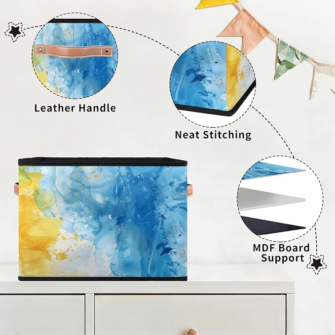 Marble Closet Storage Bin, Foldable Storage Baskets for Shelves, Decorative Shelf Organizer Modern Art Fabric Cube Bin for Living Room Bedroom Home Dorm