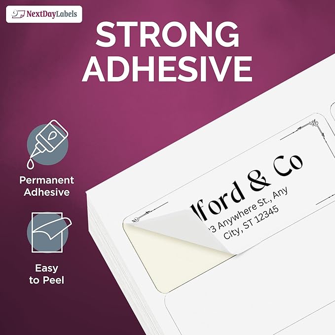 NextDayLabels 2.63x1 Inch Rectangle Stickers White Blank Labels for Laser Inkjet Printer - 30 Per Sheet Self-Adhesive Address Mailing Name Tags Made in USA - 7,500 Labels