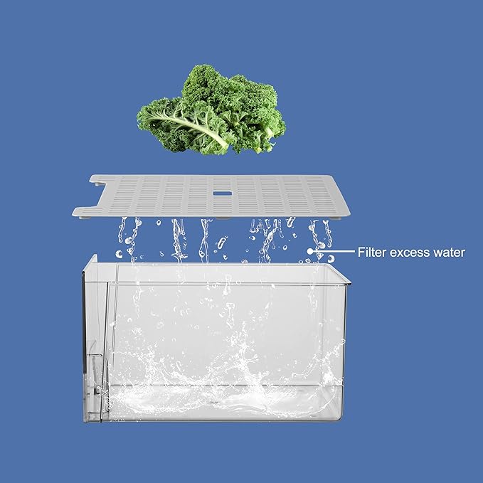 Pull Out Clear Fridge Organizer Drawers with Drainer, Refrigerator Stackable Storage Bins for Kitchen Fruit & Veggie Organization (2PCS, Medium)
